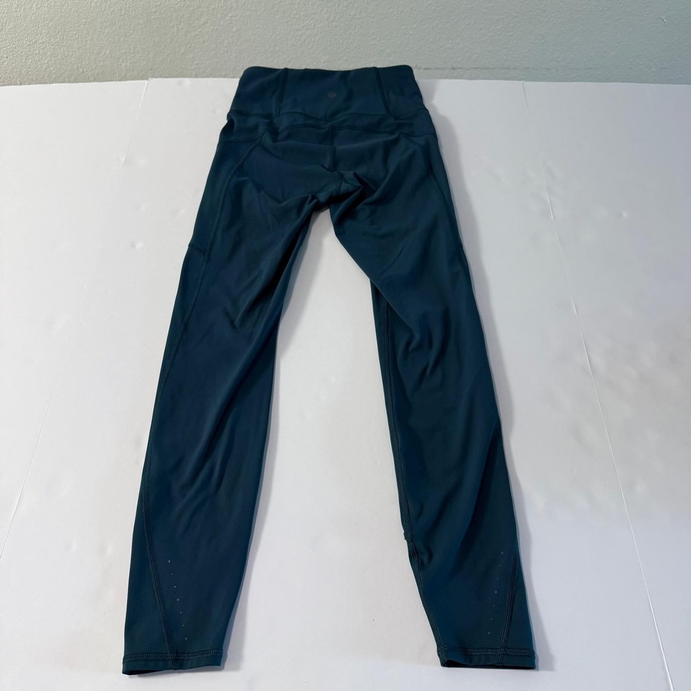 Athleta Rainier Tight Teal Neon Yellow High Rise Leggings‎ Zip Pockets XXS - Picture 2 of 16